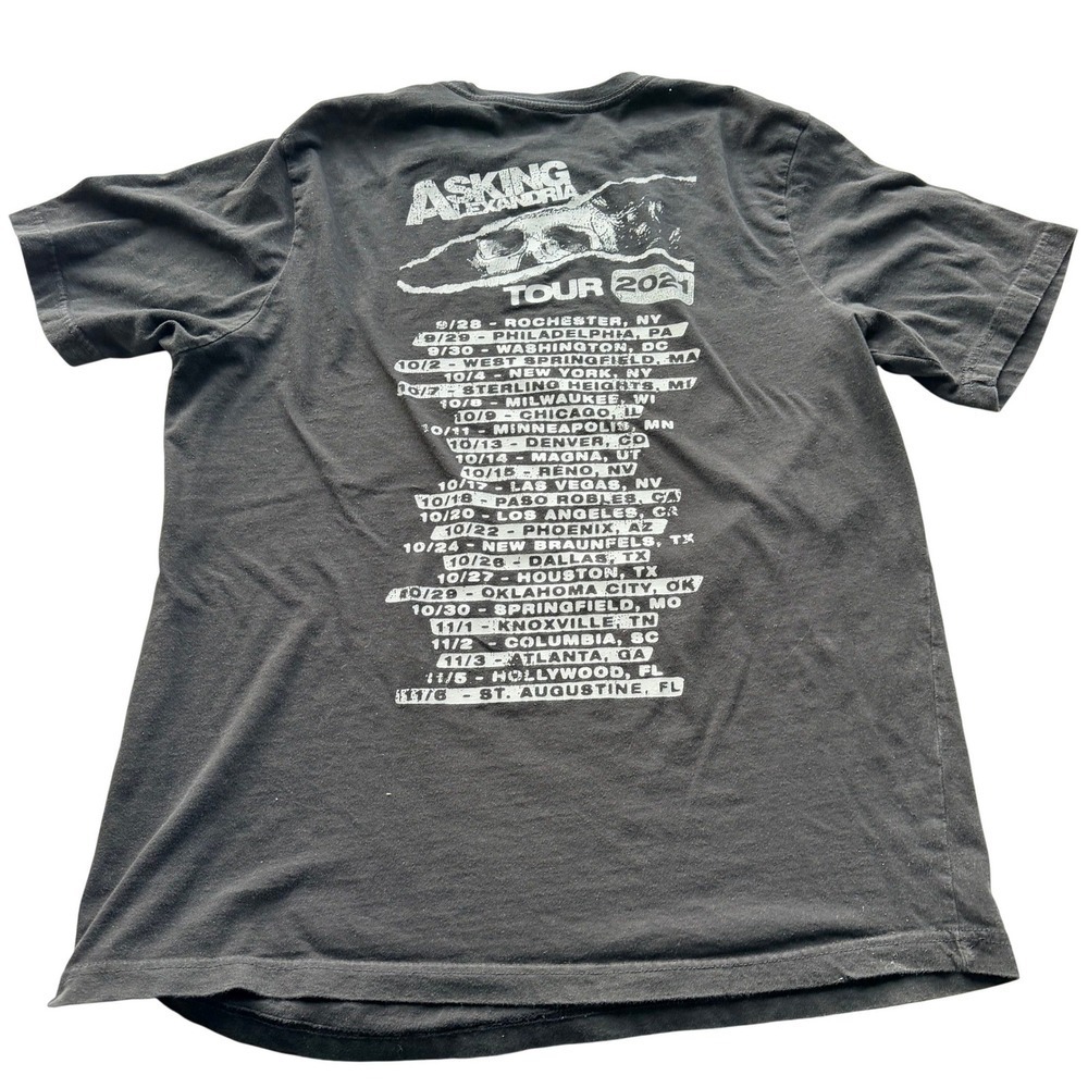 Asking Alexandria T-Shirt Black XL 2021 Tour Metalcore Emo Double-Sided‎ Grunge - Picture 2 of 3